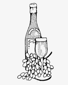 Wine Bottle And Glass Clip Arts - Wine Clipart Black And White, HD Png Download, Transparent PNG