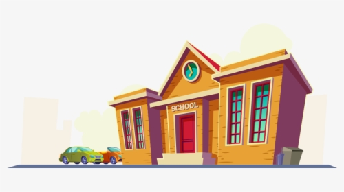 School Building Cartoon Png, Transparent Png, Transparent PNG