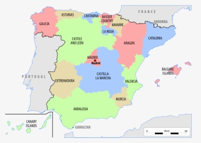 Political Map Of Spain - Map Of Spain Countries, HD Png Download, Transparent PNG