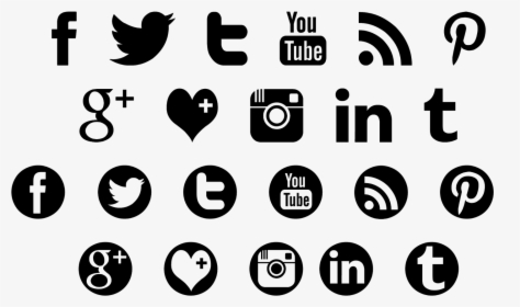 Social Media Logos Png No Background - Social Media Icons Black Transparent, Png Download, Transparent PNG
