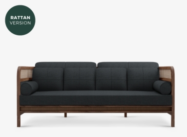 Crockford Sofa In Walnut Wood, Ratan And Black Linen - Studio Couch, HD Png Download, Transparent PNG