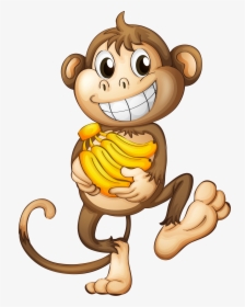 Monkey Banana Clip Art - Cartoon Monkey With Banana, HD Png Download ,  Transparent Png Image - PNGitem