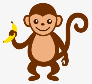 Png Monkey Transparent Image - Cartoon Monkey With Banana, Png Download, Transparent PNG