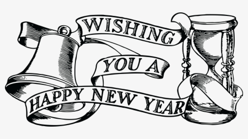 Free Clipart Of A Bell Hourglass And Happy New Year - Banner Png New Year, Transparent Png, Transparent PNG