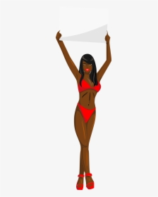 Clipart Woman Brown Hair - Red Bikini Black Girl, HD Png Download, Transparent PNG