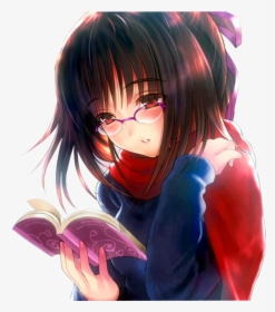 Cute Anime Girl Reading Book - Anime Girl Reading Book, HD Png Download, Transparent PNG