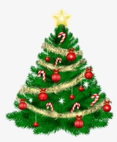 Christmas Tree With Christmas Ornaments And Star Png - Thank You For The Holiday Wishes, Transparent Png, Transparent PNG