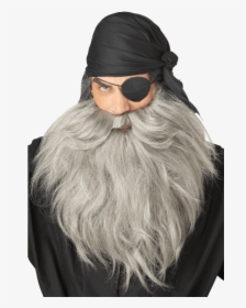 Gray Pirate Beard And Moustache - Fake Grey Beard, HD Png Download, Transparent PNG