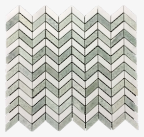 White Thassos Petite Chevron With Ming Green Mosaic - Tile, HD Png Download, Transparent PNG