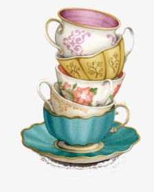 Temporary Tattoo Teacups And Saucers Series От Tattoonbeyond - Tea Cups Transparent Background, HD Png Download, Transparent PNG
