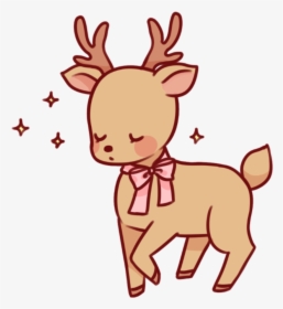 Deer Brown Pink Bow Cute Yellow Sparkle Sparkles Kawaii, HD Png Download, Transparent PNG