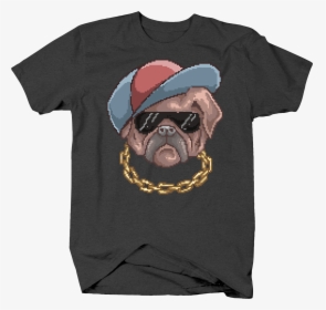 Gangster Bulldog With Snapback And Chain Pixel Art - Boardwalk T Shirts Beach, HD Png Download, Transparent PNG