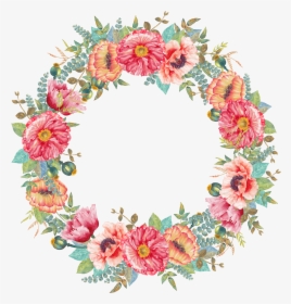 Flower Wreath Watercolor Painting - Round Flower Design Png, Transparent Png, Transparent PNG
