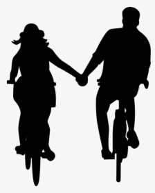 Couple, Dating, Cycle, Bicycle, Fun, Holiday, Vintage - Couple On Bicycle Silhouette, HD Png Download, Transparent PNG