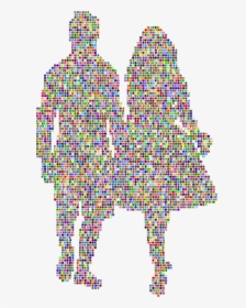 Pink,christmas Decoration,art - Couple Holding Hands Drawing, HD Png Download, Transparent PNG