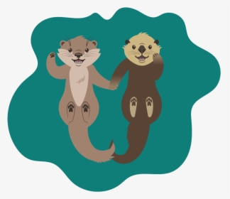 Otter Clipart Holding Hands - Otters Holding Hands Transparent Background, HD Png Download, Transparent PNG