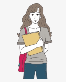 College Girl - Girl Going To College Cartoon, HD Png Download, Transparent PNG