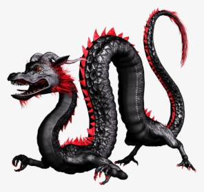 Dragon, Black, Red, China, Asian, 3d, Pose, Isolated - Chinese Dragon Gif Png, Transparent Png, Transparent PNG