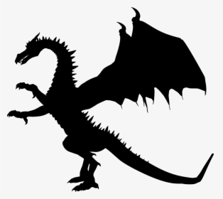 Standing Dragon Black - Black And White Mythical Creatures Clipart, HD Png Download, Transparent PNG