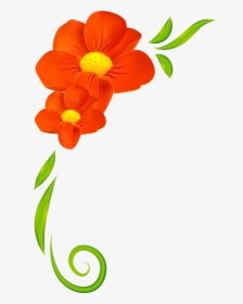 Orange Flower Clipart Small Flower - Flower Border Clipart Png, Transparent Png, Transparent PNG