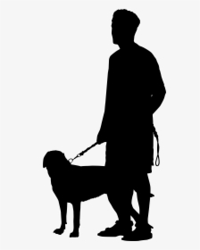 Dog Walking Silhouette Clip Art - Man And Dog Silhouette Transparent Png, Png Download, Transparent PNG