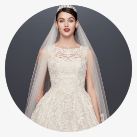 Bride Wearing Lace Petite Wedding Dress - Wedding Dress, HD Png Download, Transparent PNG