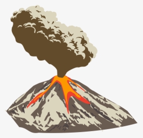 Erupting Volcano With Ash Plume And Lava Flow Clip - Volcano Png, Transparent Png, Transparent PNG