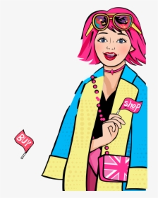 Color Pop Style Hand Drawn Girl Png And Psd, Transparent Png, Transparent PNG