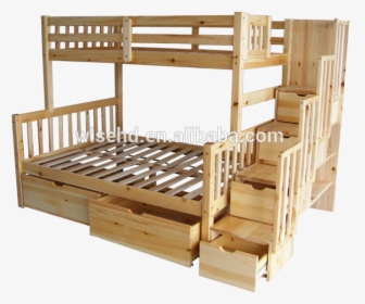 Wjz-b55 Wood Kids Bunk Beds With Storage Stairs - Bunk Bed, HD Png Download, Transparent PNG