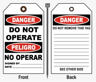 Danger Do Not Operate Tag Peligro, HD Png Download, Transparent PNG