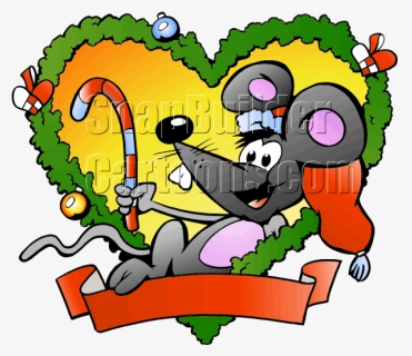 Christmas Fraim Mouse Holding Candy Cane - Todo Marrano Le Llega Su Nochebuena Dibujo, HD Png Download, Transparent PNG