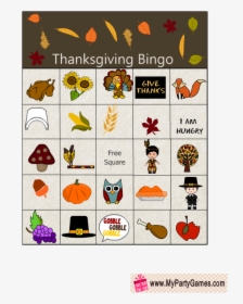 Peintable Thanksgiving Bingo Cards, HD Png Download, Transparent PNG