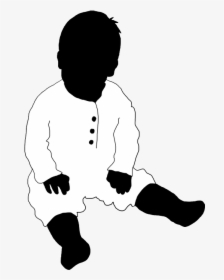 Baby Sitting Silhouette Black White Child - Illustration, HD Png Download, Transparent PNG