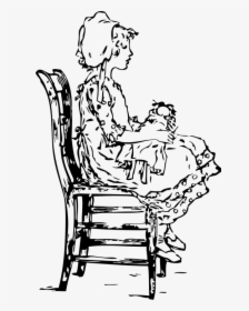Girl, Holding Child, Baby, Sitting, Chair - Girl And A Chair Clip Art, HD Png Download, Transparent PNG