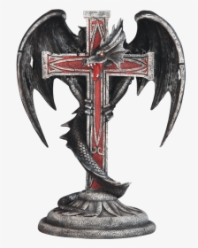 Dragon With Cross Gothic Candleholder - Cross, HD Png Download, Transparent PNG