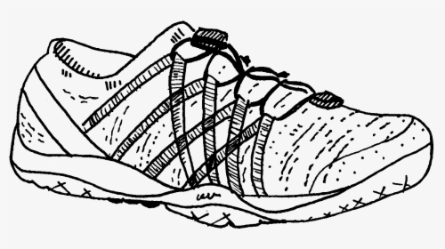 Black Line Drawing Of A Low-top Gym Shoe - Line Art, HD Png Download, Transparent PNG