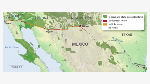 Us Border Wall Map, HD Png Download, Transparent PNG