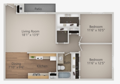 0 For The Two Bedroom/one Bath A Floor Plan - Floor Plan, HD Png Download, Transparent PNG