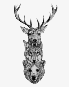 Drawn Horns Png Tumblr - Native American Animals Tattoos, Transparent Png, Transparent PNG