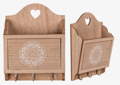 Natural Coloured Wooden Key Box With 3 Hooks & Storage - Legno Portachiavi Da Muro, HD Png Download, Transparent PNG