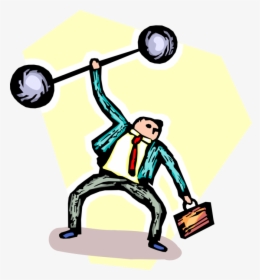 Vector Illustration Of Strongman Businessman Weightlifter - Illustration, HD Png Download, Transparent PNG