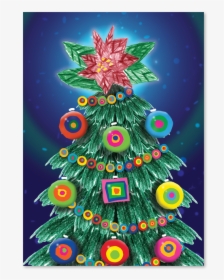 Holiday Tree With A Poinsettia As The Star On Top, - Christmas Tree, HD Png Download, Transparent PNG