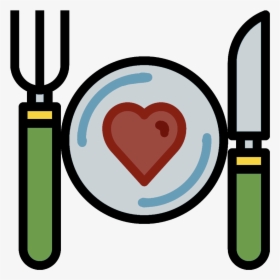 Knife And Fork Icon Heart, HD Png Download, Transparent PNG