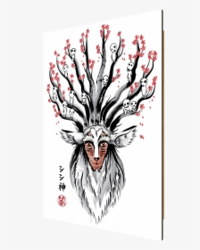 The Deer God Sumi E, Kodama, Mononoke, Mononoke Hime, - Princess Mononoke Wall Art, HD Png Download, Transparent PNG