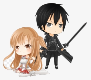 Sword Art Online Clipart Transparent Png - Kirito And Asuna Chibi, Png Download, Transparent PNG