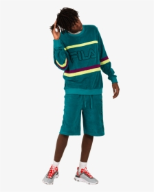 Fila Sweaters Jace Striped Toweling Crew Green 684464a153 - Standing, HD Png Download, Transparent PNG
