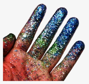#hand #sticker #gloss #brillantina #escarcha #beautiful - Hand Covered In Glitter, HD Png Download, Transparent PNG