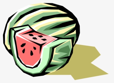 Vector Illustration Of Sliced Watermelon Melon Fruit - Watermelon, HD Png Download, Transparent PNG