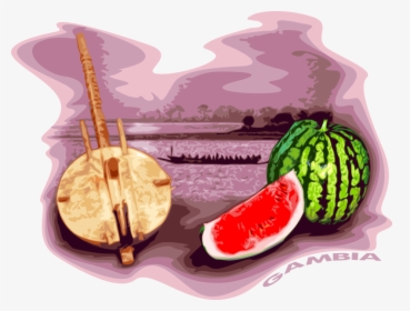 Vector Illustration Of Gambia Postcard Design With - Watermelon, HD Png Download, Transparent PNG