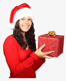 Beautiful Woman Wearing Santa Claus Clothes With Christmas - Christmas Woman Png, Transparent Png, Transparent PNG